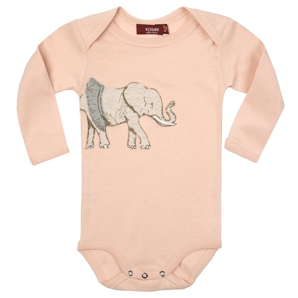 Milkbarn Baby Elephant Long-Sleeve Bodysuit - Size 6-12 Months - Picture 1 of 6